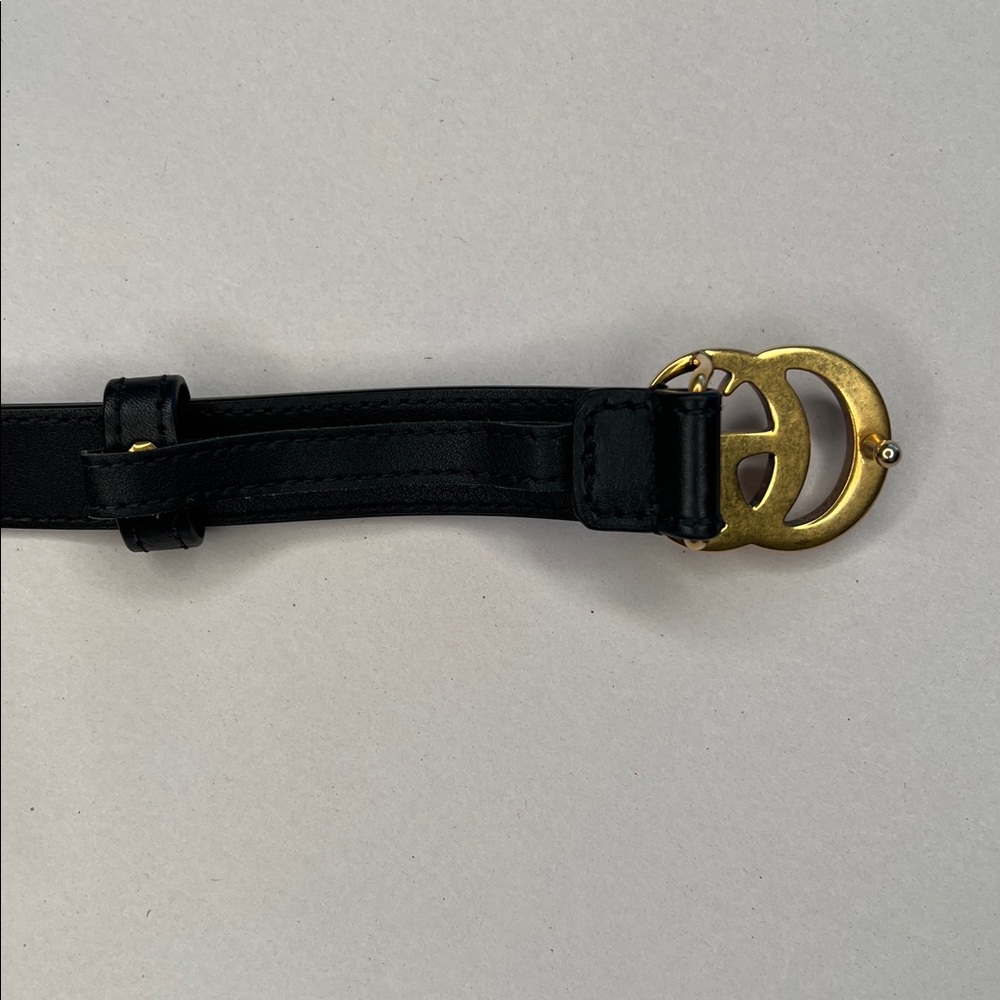 Authentic Gucci GG Marmont Black Leather Slim Belt - Picture 8 of 9